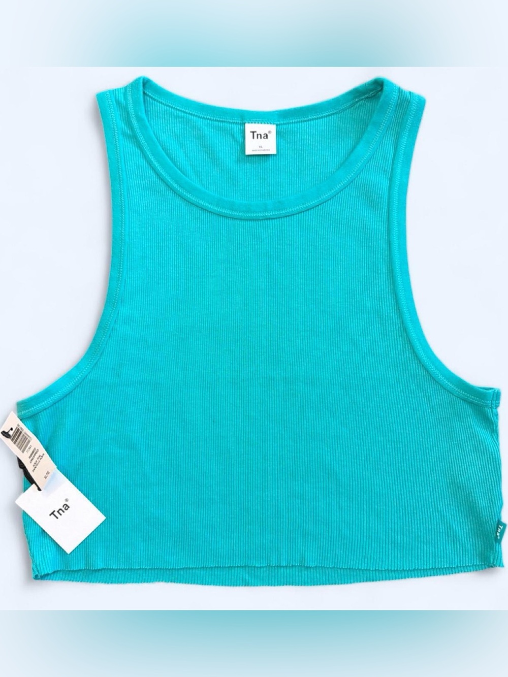 Aritzia TNA Turquoise Ribbed Crop Tank